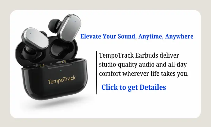 TempoTrack Earbuds: Product copy for TempoTrack Earbuds, highlighting studio-quality audio, comfort, and premium listening experience.