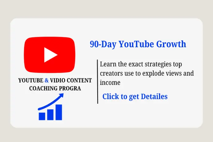 Youtube Coaching - 90 Day: Copy for a 90-Day YouTube Growth coaching program, promoting video content strategies to boost views, subscribers, and income