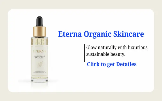  Eterna Organic Skincare: Brand story copy for Eterna Organic Skincare, emphasizing luxurious, sustainable beauty and natural glow.